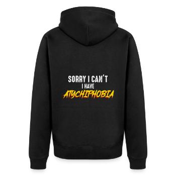 Atychiphobie-Grafik Atychiphobie-Bewusstsein - Unisex Premium Bio Zip Hoodie - Schwarz - Hinten - Nico (187cm)