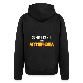Atychiphobie-Grafik Atychiphobie-Bewusstsein - Unisex Premium Bio Zip Hoodie - Schwarz - Hinten - Nico (187cm)