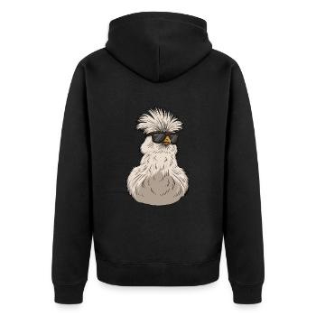 Silkie Smooth Chinese Silk Chicken - Unisex Premium Organic Zip Hoodie - black - Back - Nico (187cm)