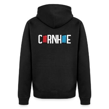 Funny Cornhole Corn Hole - Unisex Premium Organic Zip Hoodie - black - Back - Nico (187cm)