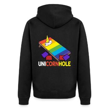 Trou de maïs Cornhole - Veste à capuche bio Premium Unisexe - noir - Dos - Nico (187cm)