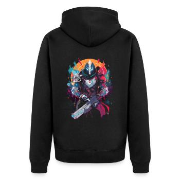 Epic Gamer Guardian avec Flames Moon Background - Veste à capuche bio Premium Unisexe - noir - Dos - Nico (187cm)