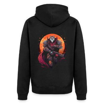 Epic Gamer Guardian with cape with moon on the - Unisex Premium Organic Zip Hoodie - black - Back - Nico (187cm)