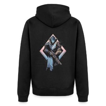 Epic Gamer Guardian with Pastel Colors Background - Unisex Premium Organic Zip Hoodie - black - Back - Nico (187cm)