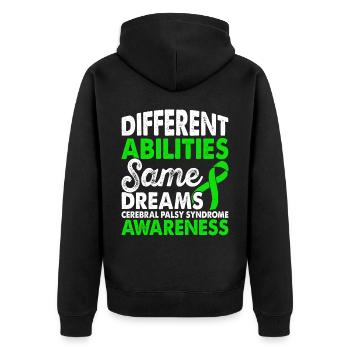 Unterschiedliche Fähigkeiten Gleiche Träume - Unisex Premium Bio Zip Hoodie - Schwarz - Hinten - Nico (187cm)