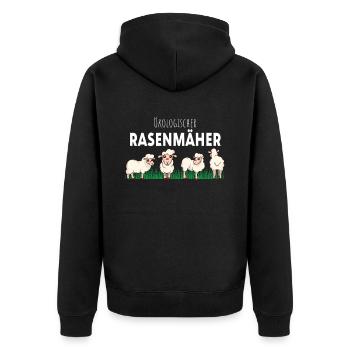 Ökologisch Gärtnern Rasenmäher Schaf Landwirt - Unisex Premium Bio Zip Hoodie - Schwarz - Hinten - Nico (187cm)