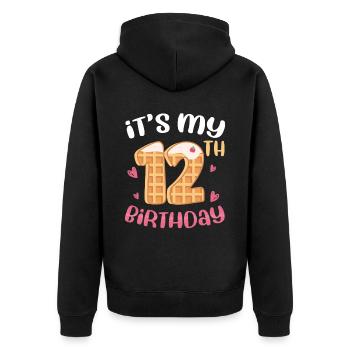 Gaufre du 12e anniversaire - Veste à capuche bio Premium Unisexe - noir - Dos - Nico (187cm)