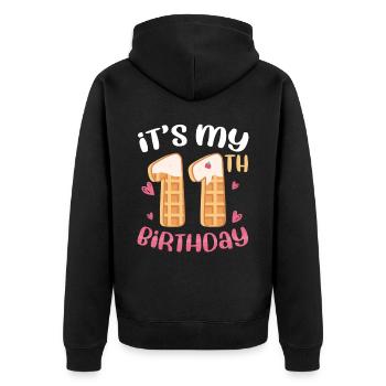 Gaufre du 11e anniversaire - Veste à capuche bio Premium Unisexe - noir - Dos - Nico (187cm)