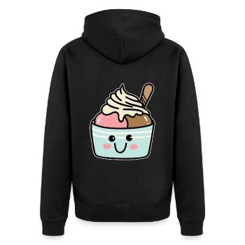Froyo - Unisex Premium Bio Zip Hoodie - Schwarz - Hinten - Nico (187cm)