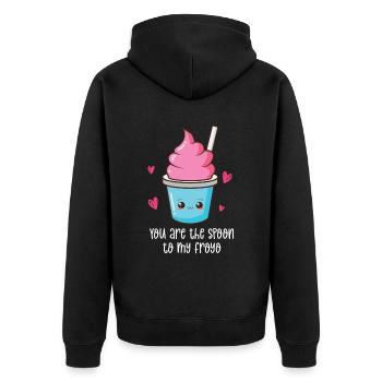 Du bist der Löffel zu meinem Froyo - Unisex Premium Bio Zip Hoodie - Schwarz - Hinten - Nico (187cm)