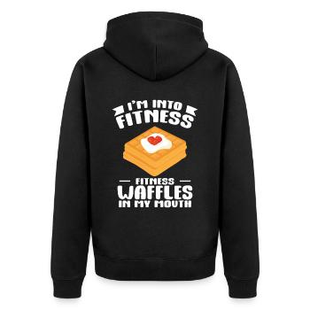 Je suis dans des gaufres fitness fitness dans ma bouche - Veste à capuche bio Premium Unisexe - noir - Dos - Nico (187cm)