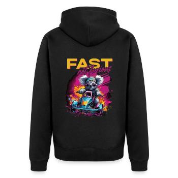 Fast Not Furious Koala Bär - Unisex Premium Bio Zip Hoodie - Schwarz - Hinten - Nico (187cm)