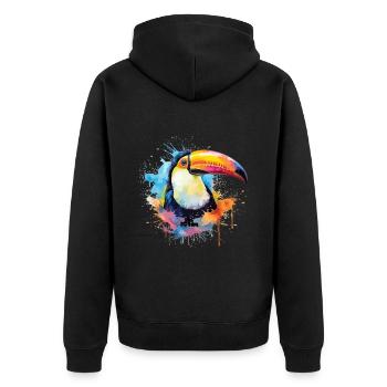 Toucan Aquarelle Portrait - Veste à capuche bio Premium Unisexe - noir - Dos - Nico (187cm)