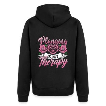 Wedding Planner Planning Is My Therapy Planner - Unisex Premium Bio Zip Hoodie - Schwarz - Hinten - Nico (187cm)