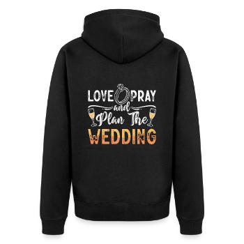 Wedding Planner Love Pray & Plan Wedding Organizer - Unisex Premium Bio Zip Hoodie - Schwarz - Hinten - Nico (187cm)