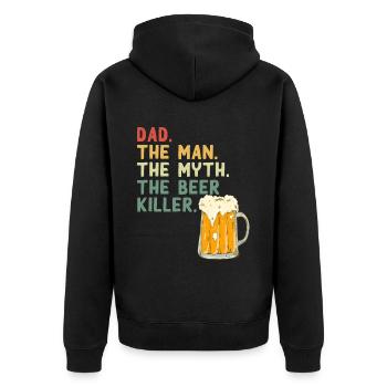 Funny Father Saying Beer Beer Crushing Dad - Unisex Premium Organic Zip Hoodie - black - Back - Nico (187cm)