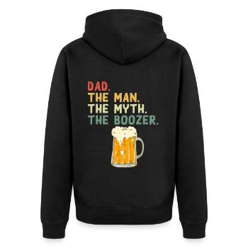 Funny Father Saying - Alcohol Loving Dad - Unisex Premium Organic Zip Hoodie - black - Back - Nico (187cm)