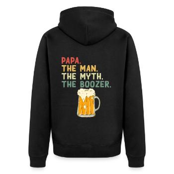 Lustiger Vater Spruch - Alkoholiker Papa - Unisex Premium Bio Zip Hoodie - Schwarz - Hinten - Nico (187cm)
