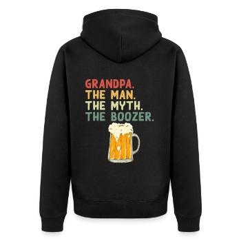 Grandfather - The Man, the Legend, the Drinker - Unisex Premium Organic Zip Hoodie - black - Back - Nico (187cm)