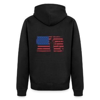 Glasbläser USA Flagge - Glasblasen Glasbläser - Unisex Premium Bio Zip Hoodie - Schwarz - Hinten - Nico (187cm)