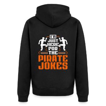 Jambe prothétique Je suis juste là pour les blagues de pirate - Veste à capuche bio Premium Unisexe - noir - Dos - Nico (187cm)