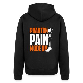 Beinprothese Phantom Pain Mode On - Unisex Premium Bio Zip Hoodie - Schwarz - Hinten - Nico (187cm)