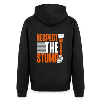 Prosthetic leg Respect The Stump - Unisex Premium Organic Zip Hoodie - black - Back - Nico (187cm)