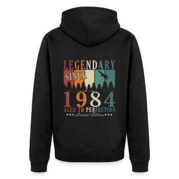 39th Birthday Man Born 1984 Legend - Unisex Premium Organic Zip Hoodie - black - Back - Nico (187cm)