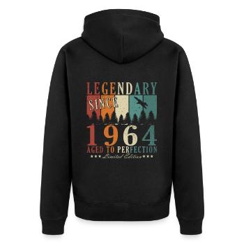 59e anniversaire Homme né en 1964 Légende - Veste à capuche bio Premium Unisexe - noir - Dos - Nico (187cm)