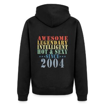 19. Geburtstag Mann Juni Jahrgang 2004 Awesome - Unisex Premium Bio Zip Hoodie - Schwarz - Hinten - Nico (187cm)