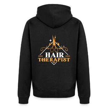 Coiffeur Coupe de cheveux Coiffeur Barbier Barbier - Veste à capuche bio Premium Unisexe - noir - Dos - Nico (187cm)