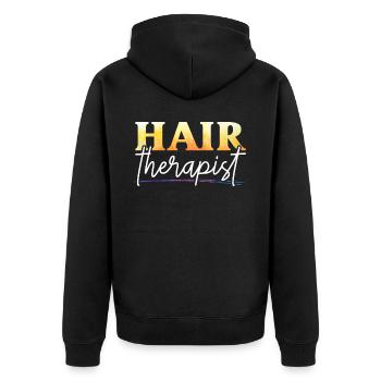 Coiffeur Coupe de cheveux Coiffeur Barbier Barbier - Veste à capuche bio Premium Unisexe - noir - Dos - Nico (187cm)