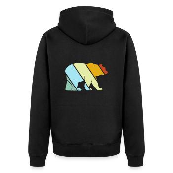 Bear Retro - Unisex Premium Organic Zip Hoodie - black - Back - Nico (187cm)