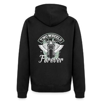 Zwei Räder für immer Motorradliebhaber - Unisex Premium Bio Zip Hoodie - Schwarz - Hinten - Nico (187cm)
