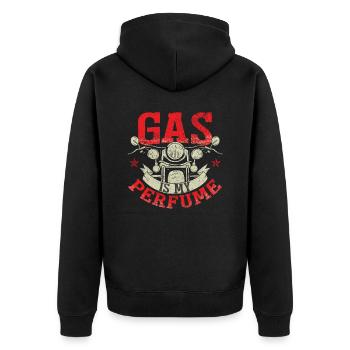 Gas Is My Perfume Motorcyclist Humor Motorcycle - Unisex Premium Organic Zip Hoodie - black - Back - Nico (187cm)