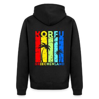 Korfu Griechenland Insel Urlaub Idee - Unisex Premium Bio Zip Hoodie - Schwarz - Hinten - Nico (187cm)