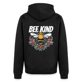 Bee Kind Bienenfreund Imker Bienenzüchter Honig - Unisex Premium Bio Zip Hoodie - Schwarz - Hinten - Nico (187cm)