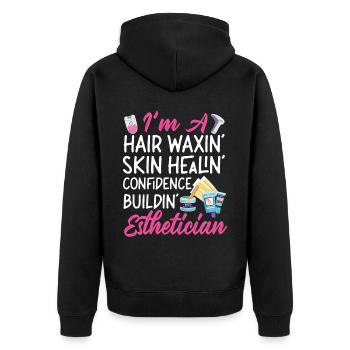 Cute Licensed Esthetician Skincare - Unisex Premium Bio Zip Hoodie - Schwarz - Hinten - Nico (187cm)