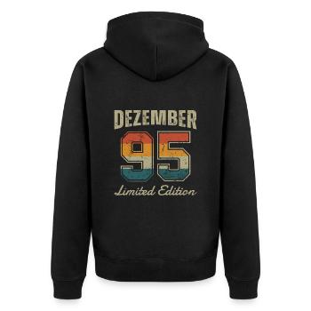 Geburtstag: Dezember 1995 - Limited Edition Retro - Unisex Premium Bio Zip Hoodie - Schwarz - Hinten - Nico (187cm)