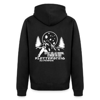 Klettersteig Berge Wandern Bergwandern - Unisex Premium Bio Zip Hoodie - Schwarz - Hinten - Nico (187cm)
