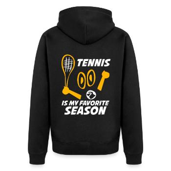 Tennis Saying Tennis Racket - Unisex Premium Organic Zip Hoodie - black - Back - Nico (187cm)
