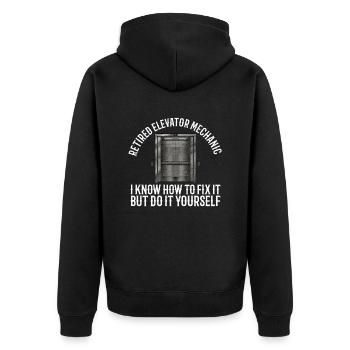 Pensionierter Aufzugsmechaniker Design Für Einen - Unisex Premium Bio Zip Hoodie - Schwarz - Hinten - Nico (187cm)