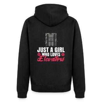 Weibliches Aufzugsmechaniker-design Für - Unisex Premium Bio Zip Hoodie - Schwarz - Hinten - Nico (187cm)
