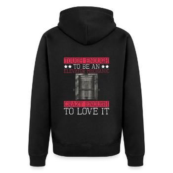 Aufzugsmechaniker-design Für Einen - Unisex Premium Organic Zip Hoodie - black - Back - Nico (187cm)