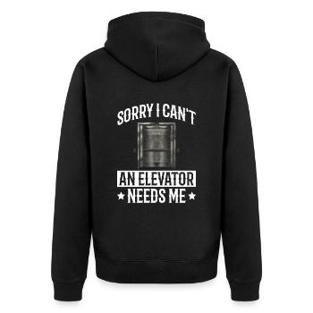 Entwurf Eines Aufzugsinstallateurs Für Einen - Unisex Premium Organic Zip Hoodie - black - Back - Nico (187cm)
