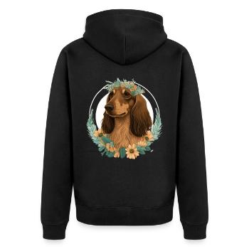 Cute Dachshund Flower Crown Pet Dog Breed Floral P - Unisex Premium Bio Zip Hoodie - Schwarz - Hinten - Nico (187cm)