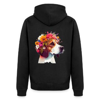 Fleur de beagle mignon Couronne Chien de race Floral Pupp - Veste à capuche bio Premium Unisexe - noir - Dos - Nico (187cm)