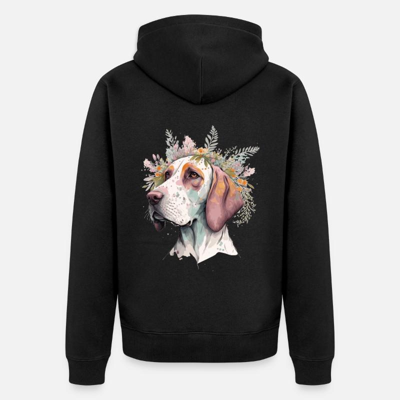 Mignon English Pointer Fleur Couronne Race de chien Fl - Veste à capuche bio Premium Unisexe - noir