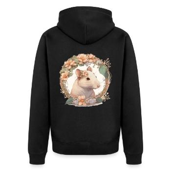 Aquarelle Fleur RatSigne Animal Du Zodiaque Chinois - Veste à capuche bio Premium Unisexe - noir - Dos - Nico (187cm)