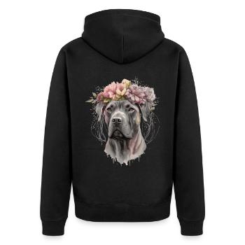 Cute Cane Corso Flower Crown Pet Dog Floral Puppy - Unisex Premium Bio Zip Hoodie - Schwarz - Hinten - Nico (187cm)